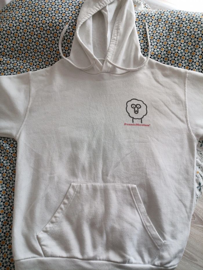 Pull Sweat blanc à capuche - Taille L - photo numéro 8