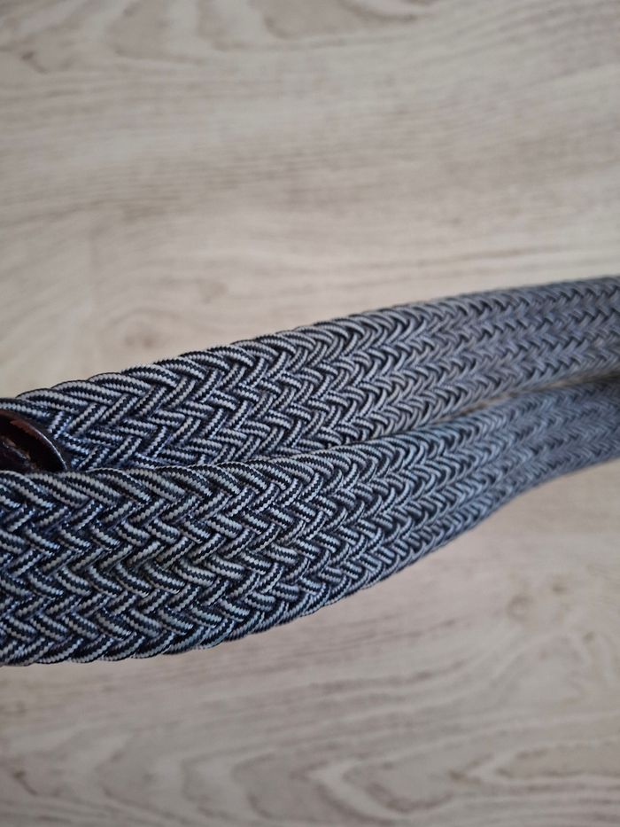 Ceinture homme tissu bleu blanc marron taille ajustable - photo numéro 3