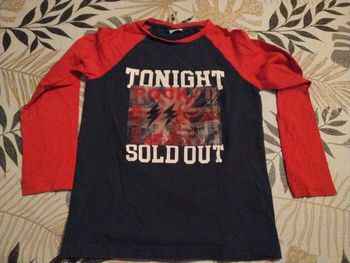 Tee shirt manche longue marine et rouge Tape à l'œil 10 ans
