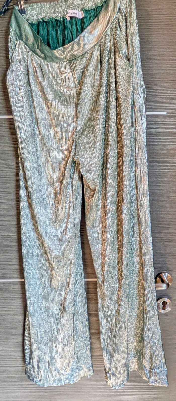 Pantalon large de fête irisé vert