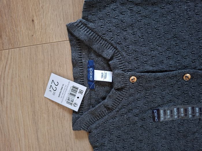 Gilet gris à boutons Okaïdi 12 ans - photo numéro 2