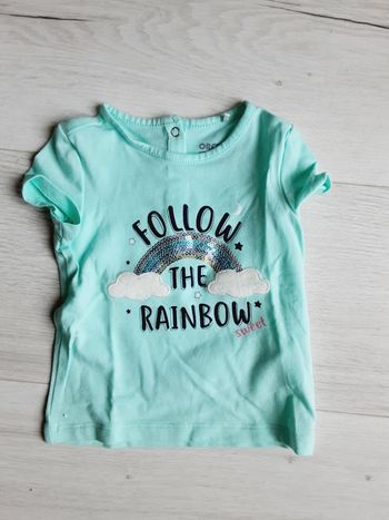 Vêtement bébé fille tee-shirt manches courtes Orchestra arc en ciel nuages 3 mois