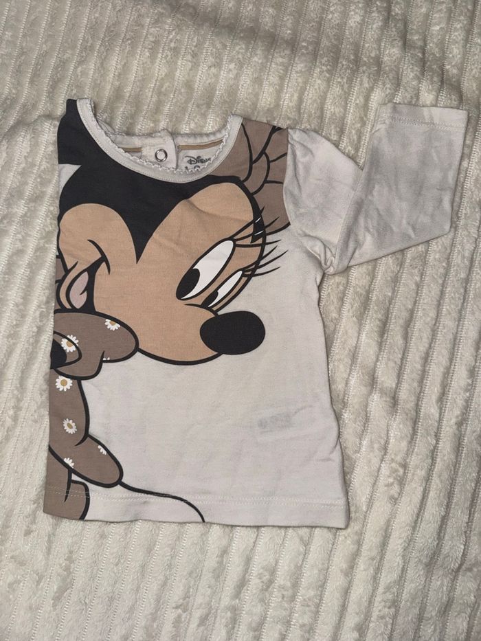 Top manche longue - blanc et marron - Disney Baby - 6 mois - excellent état