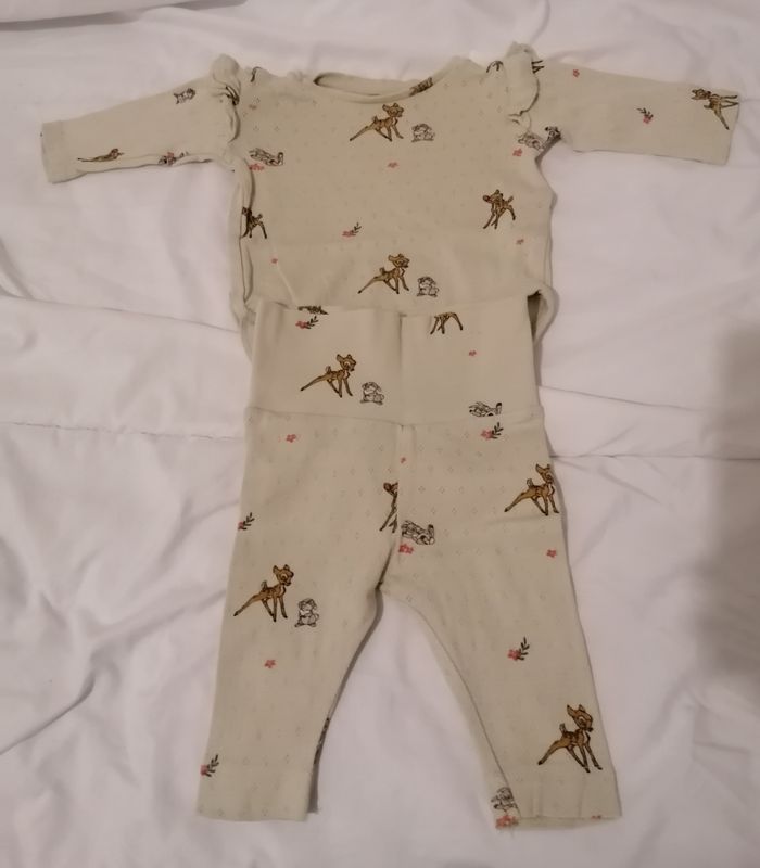 Ensemble bodie+pantalon beige taille 1-2 mois