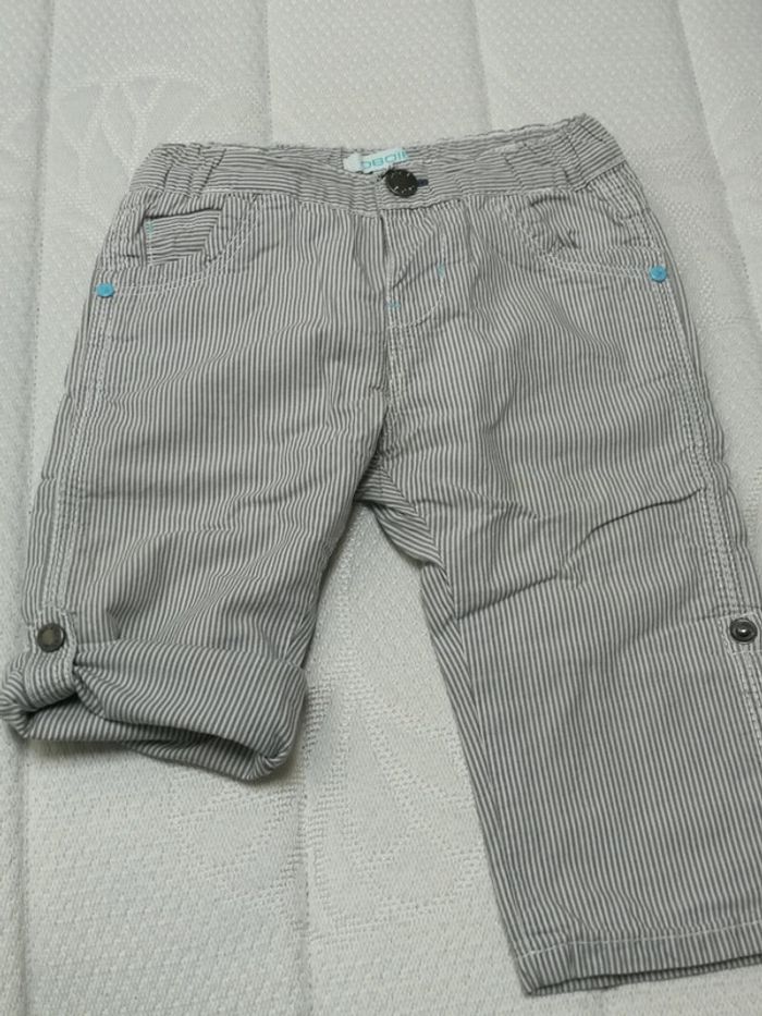 Pantalon rayé blanc et gris Okaidi 6M - photo numéro 2