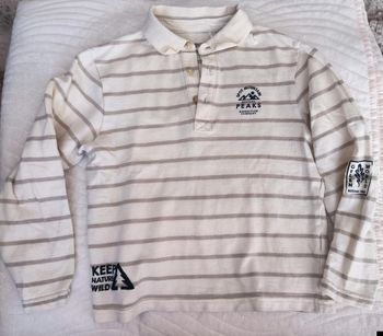 Polo manches longues Orchestra beige rayé 8 ans