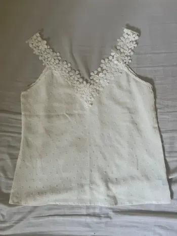 Débardeur blanc fleurs et pois M