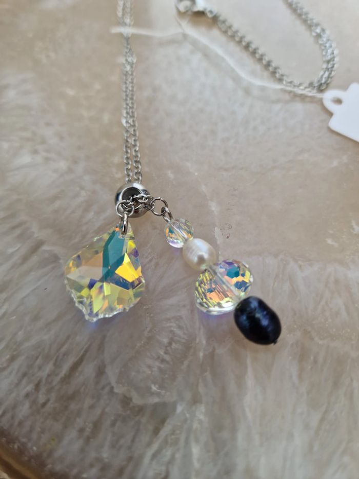Collier Acier Perles D'eau Douce Cristal - photo numéro 19