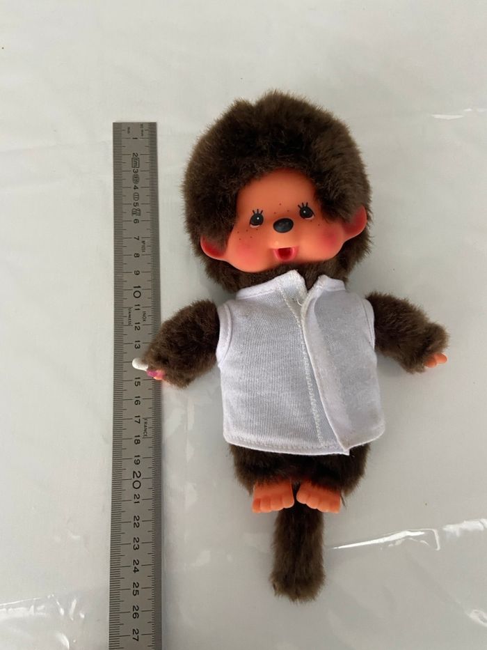 Monchhichi Sekiguchi – Singe Vintage 20 cm – Avec tétine et gilet blanc - photo numéro 6