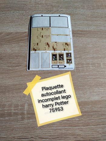 Plaquette autocollant lego harry Potter 75953