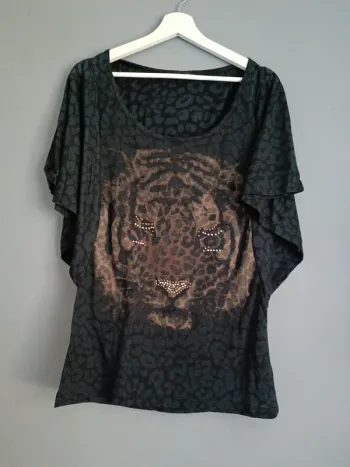 T-shirt tigre en strass Mim L