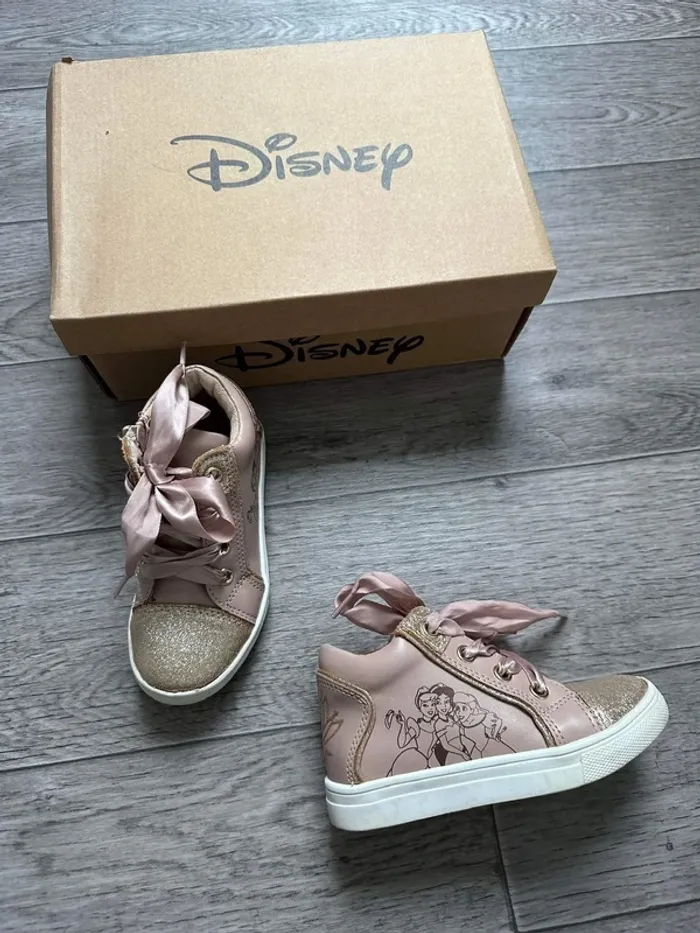 Baskets Friboo Disney princesses Rose pastel / lacets rubans /  paillettes dorées - photo numéro 7
