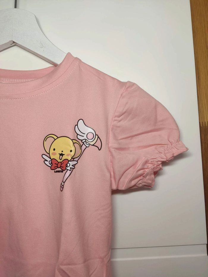T-shirt rose Sakura card captor chasseuse de cartes - photo numéro 3
