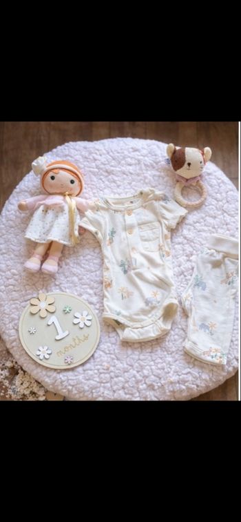 🐘 Ensemble bébé – body manches courtes + pantalon – 1 mois – imprimé animaux