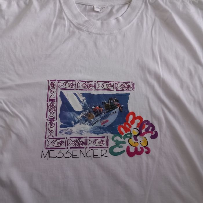 T-shirt homme blanc imprimé vintage taille L - photo numéro 3