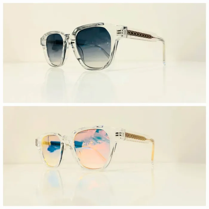 Lot de deux lunettes de soleil femme transparentes uvprotection taille moyenne