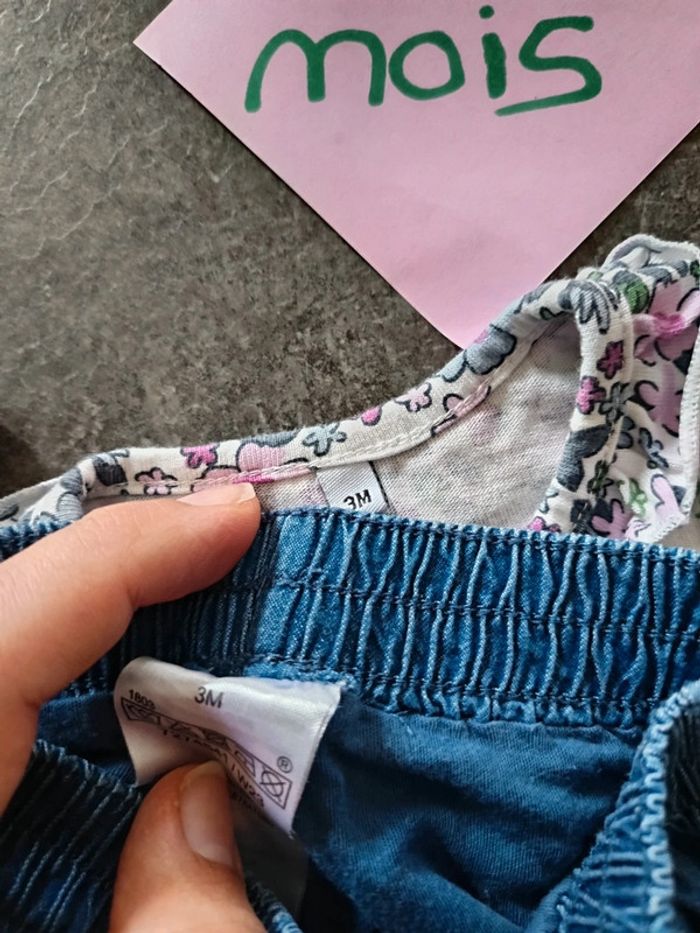 Ensemble fleuri bleu et violet 3 mois - photo numéro 6