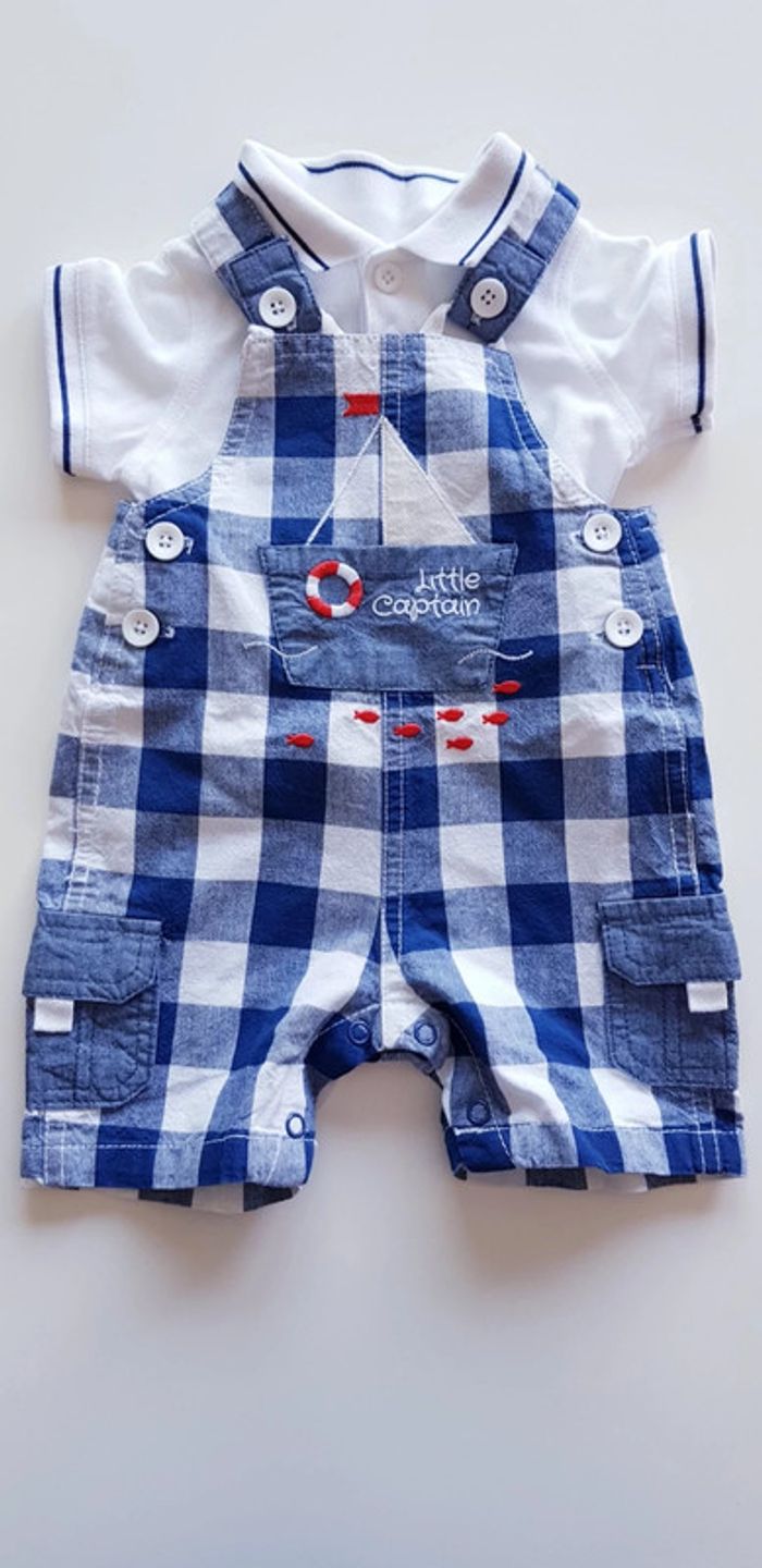 Ensemble salopette/polo 3 mois