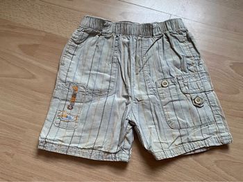 Joli short beige à rayures Orchestra T. 18 mois/80 cm garçon TBE