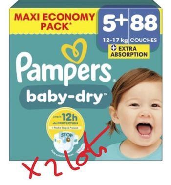 Couches Pampers Baby-Dry Taille 5+