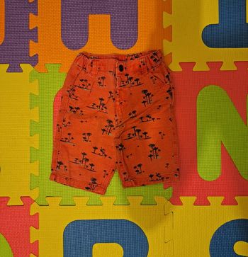 Pantacourt rouge orangé palmier, orchestra, taille 18 mois (81 cm)