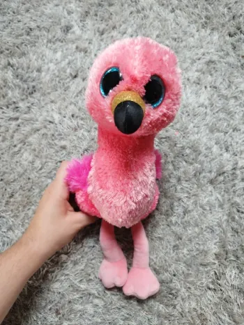 Jolie grande peluche flamant rose grand yeux