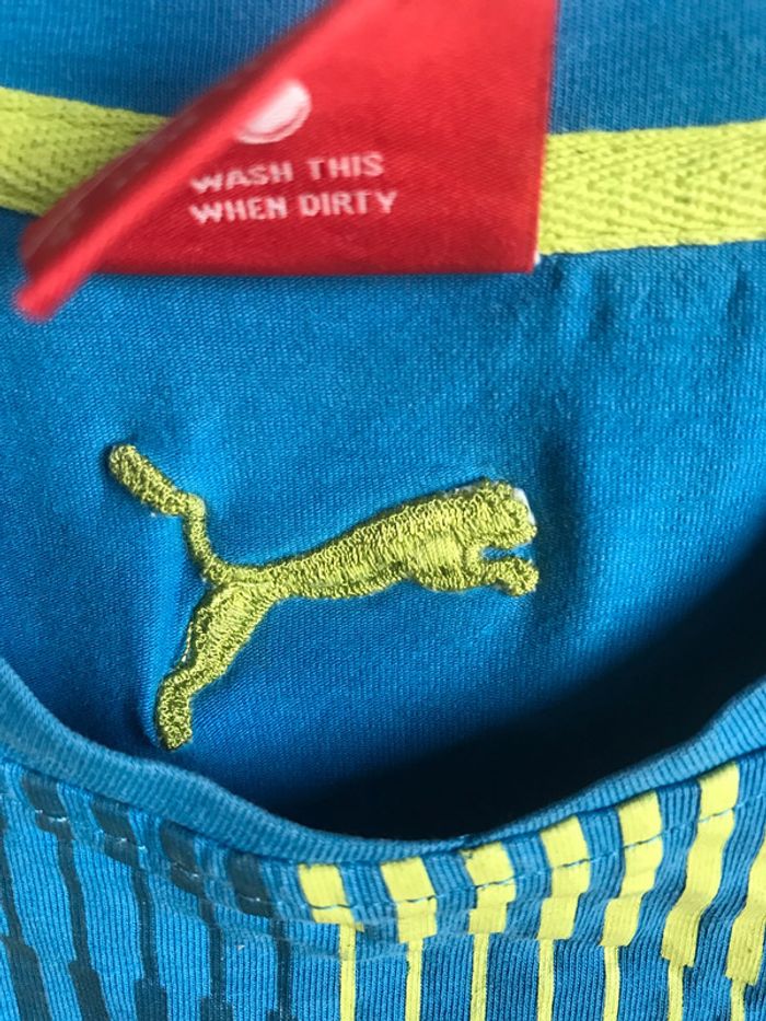 #Tee-shirt #puma #bleu #vert #fluo #tailleS - photo numéro 3