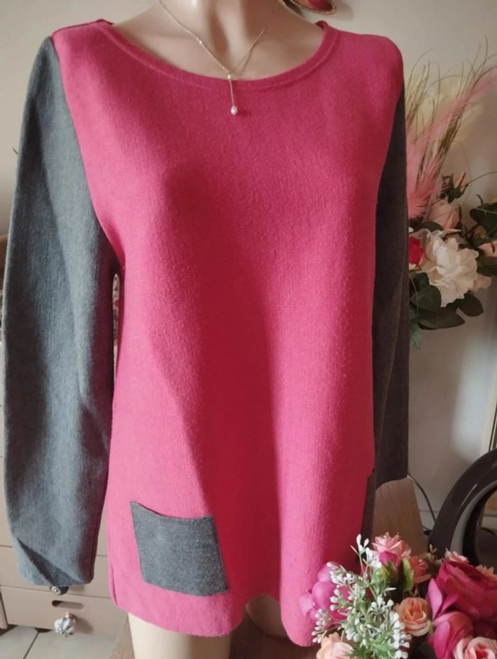 🌿Pull Fin Bicolore en Maille 50% Laine Mérinos Forcier T36/38🌿 - photo numéro 3