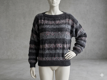 Pull en laine et coton noir Taille unique Tricoté main Phildar Neuf