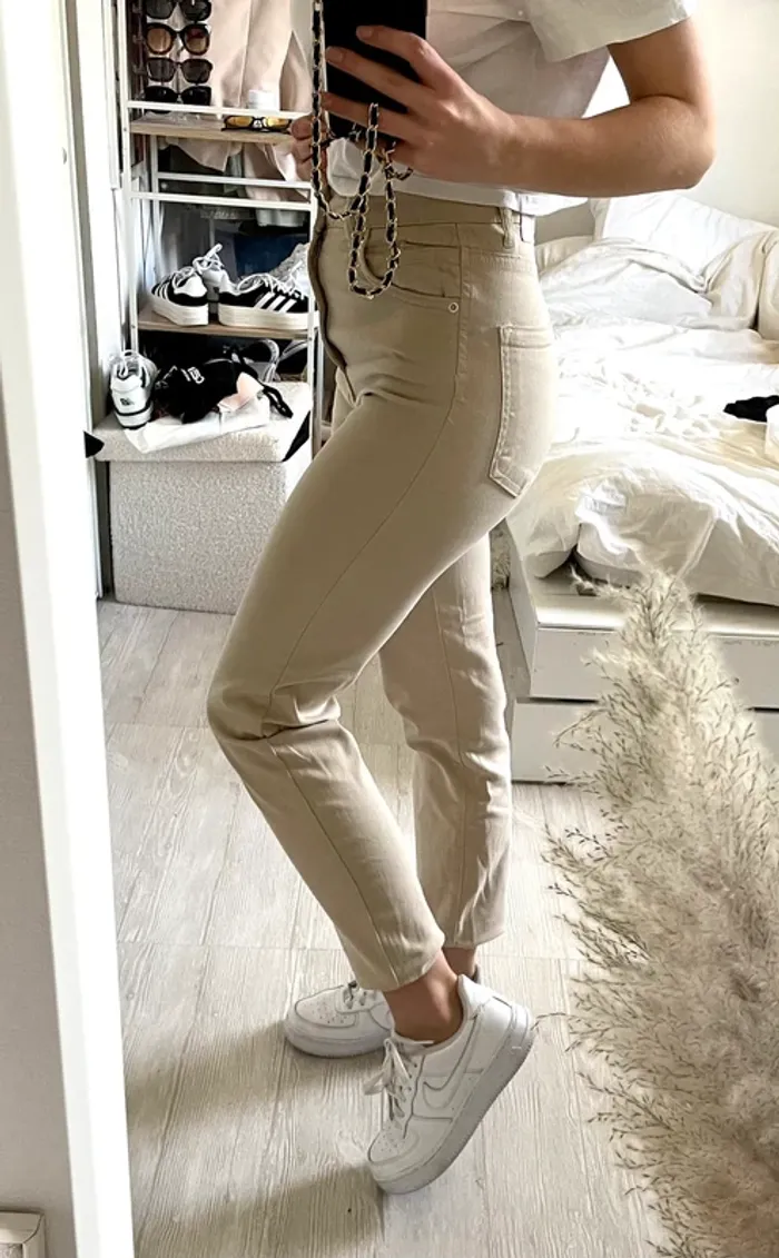 Jean mom beige