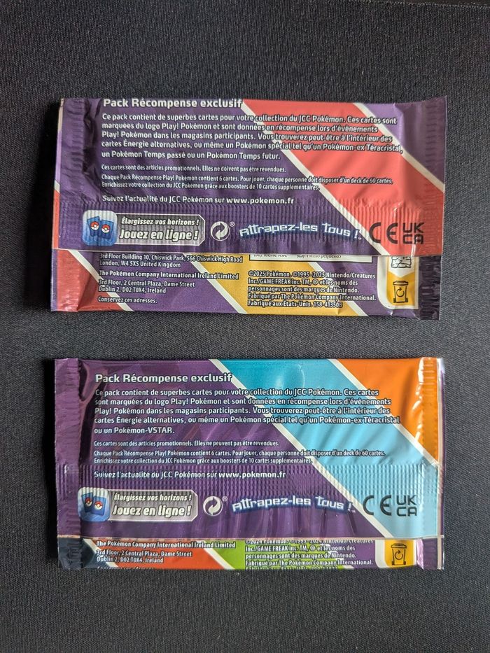 Pokémon lot 2 boosters pack récompense série  4 + 6 Play league ligue cartes stamp - photo numéro 2