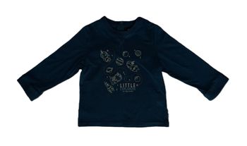 T shirt bleu marine lapins planetes manches longues. Little explorers of your heart. Kiabi. 24 mois