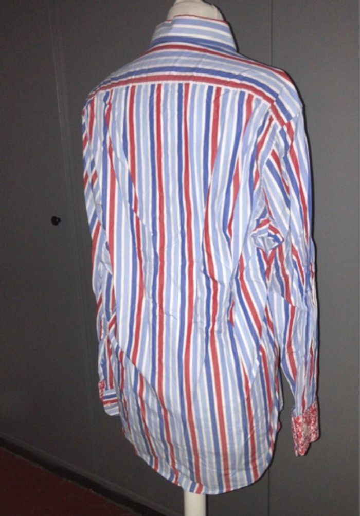 🩳 Chemise homme OLYMP Casual – rayures bleu, blanc et rouge – taille S - photo numéro 6