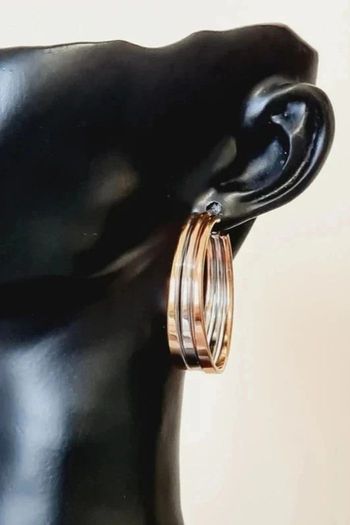 Créoles trio couleurs acier inoxydable