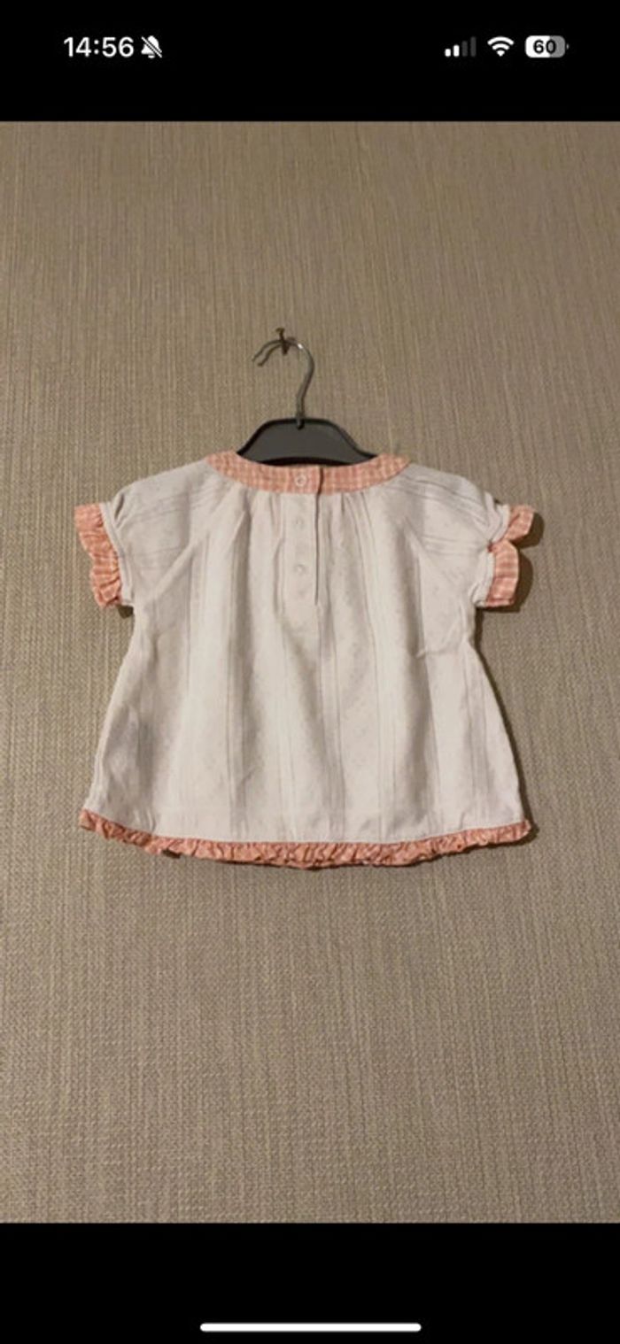 T-shirt blanc et rose La compagnie des petits Taille 12 mois - photo numéro 2