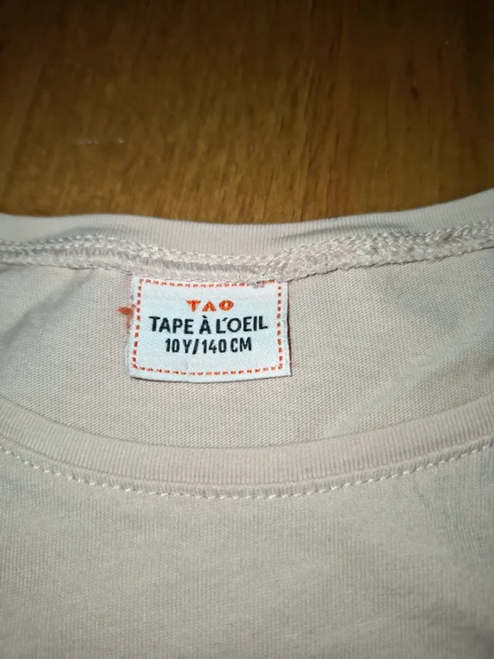 T-shirt manches longues rose clair TAO 10 ans - photo numéro 3