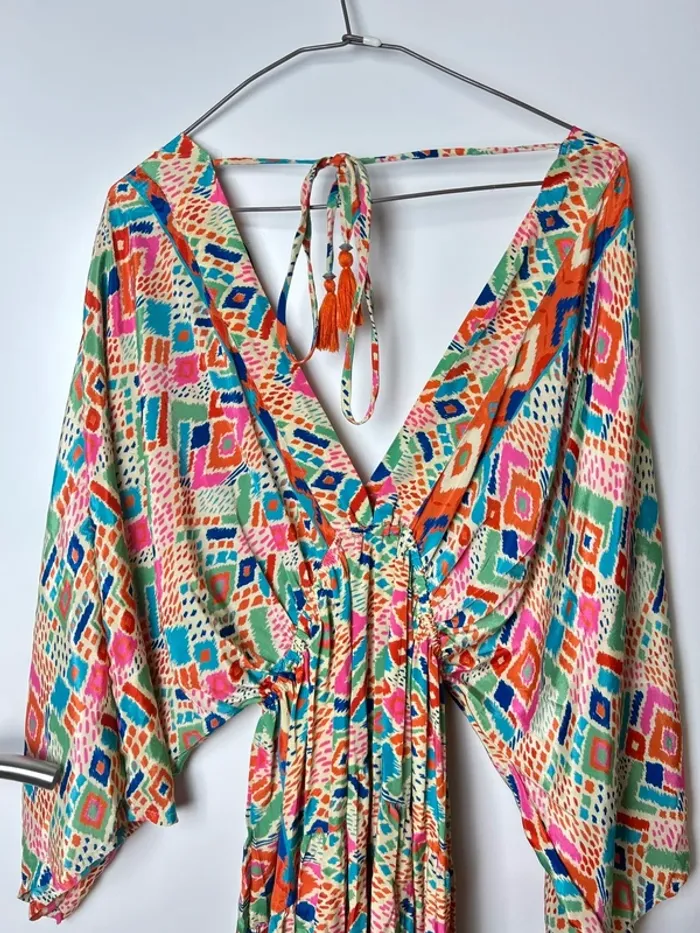 Robe longue dos nu colorée bohème – Taille unique - photo numéro 4