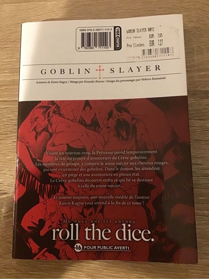 Manga Goblin Slayer Tome 12 très bon état collection livre - photo numéro 2