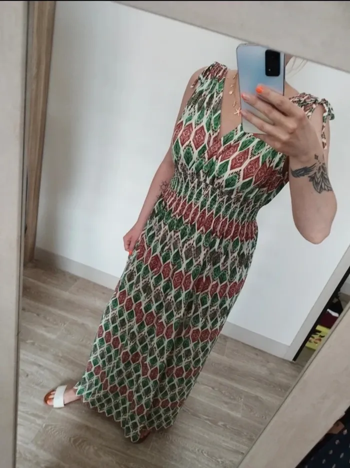 Robe longue à motifs verte et marron Elena Z TU - Robe magique - photo numéro 3