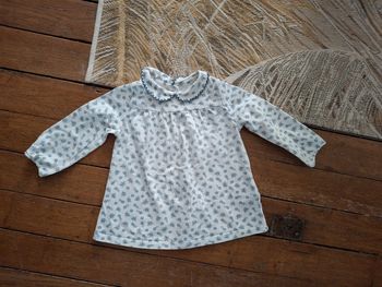 Blouse col claudine fleurs cyrillus fille 12 mois