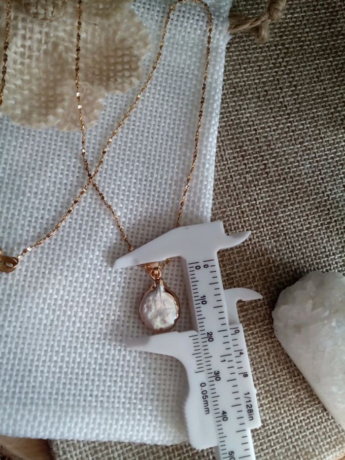 Collier pendentif pierre de n'a'c'r'e naturelle - photo numéro 3