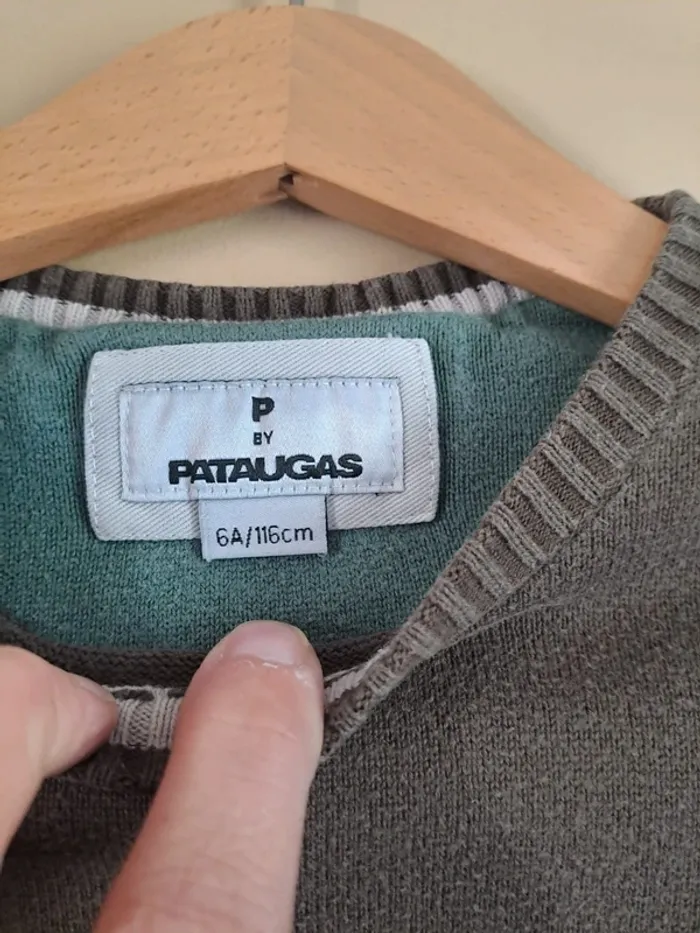 Pull rare Pataugas garçon tbe 6 ans 1 mini décoloration manche se voit pas porté - photo numéro 5