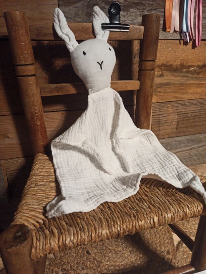 Doudou gaze de coton blanc tbe - photo numéro 2