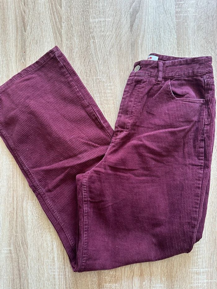 Pantalon bordeaux à velours - photo numéro 7