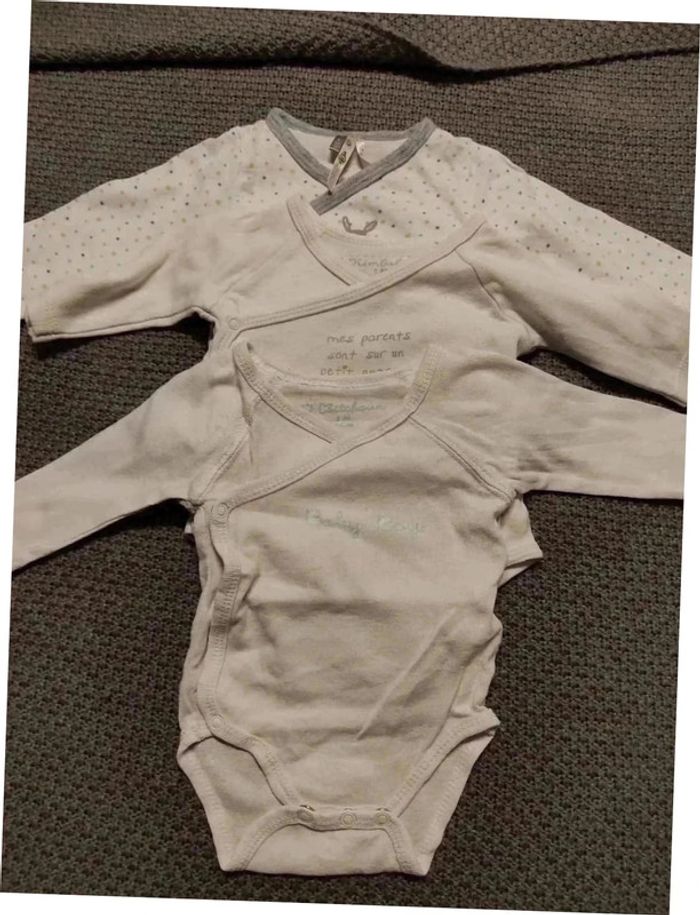 Lot de 3 body manches longues 1 mois