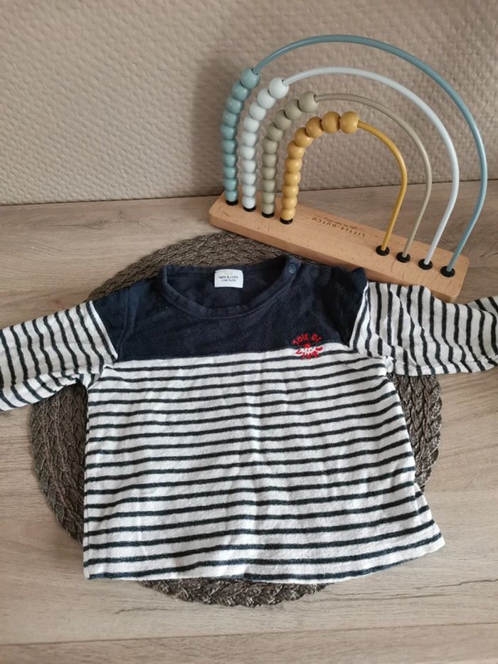 T-shirt manches longues 12 mois tape à l'œil marin