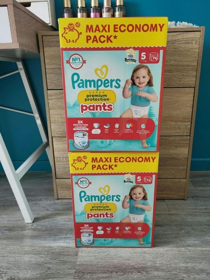 2 pack pampers premium protection pants  taille 5 total 148 couches