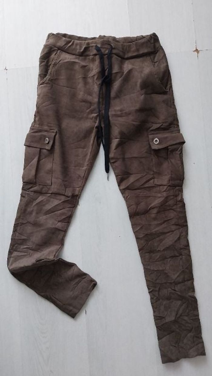 Pantalon skinny cargo toucher peau de pêche Ineo Couture