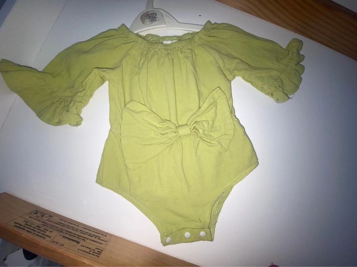 Barboteuse noeud vert anis fille 3-6 mois