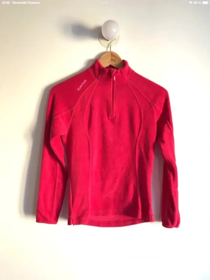 Pull Quechua polaire rouge framboise taille XS